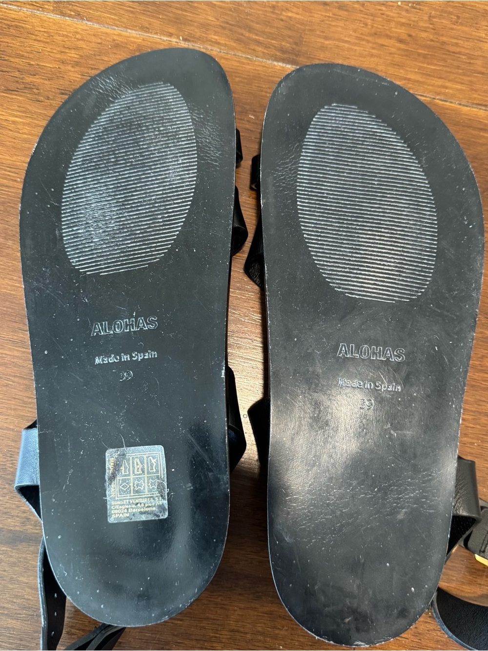 ALOHAS Siren Onix Patent Leather Strap Sandals Black Sz 39 8-8.5 US Minimalist - Picture 8 of 9